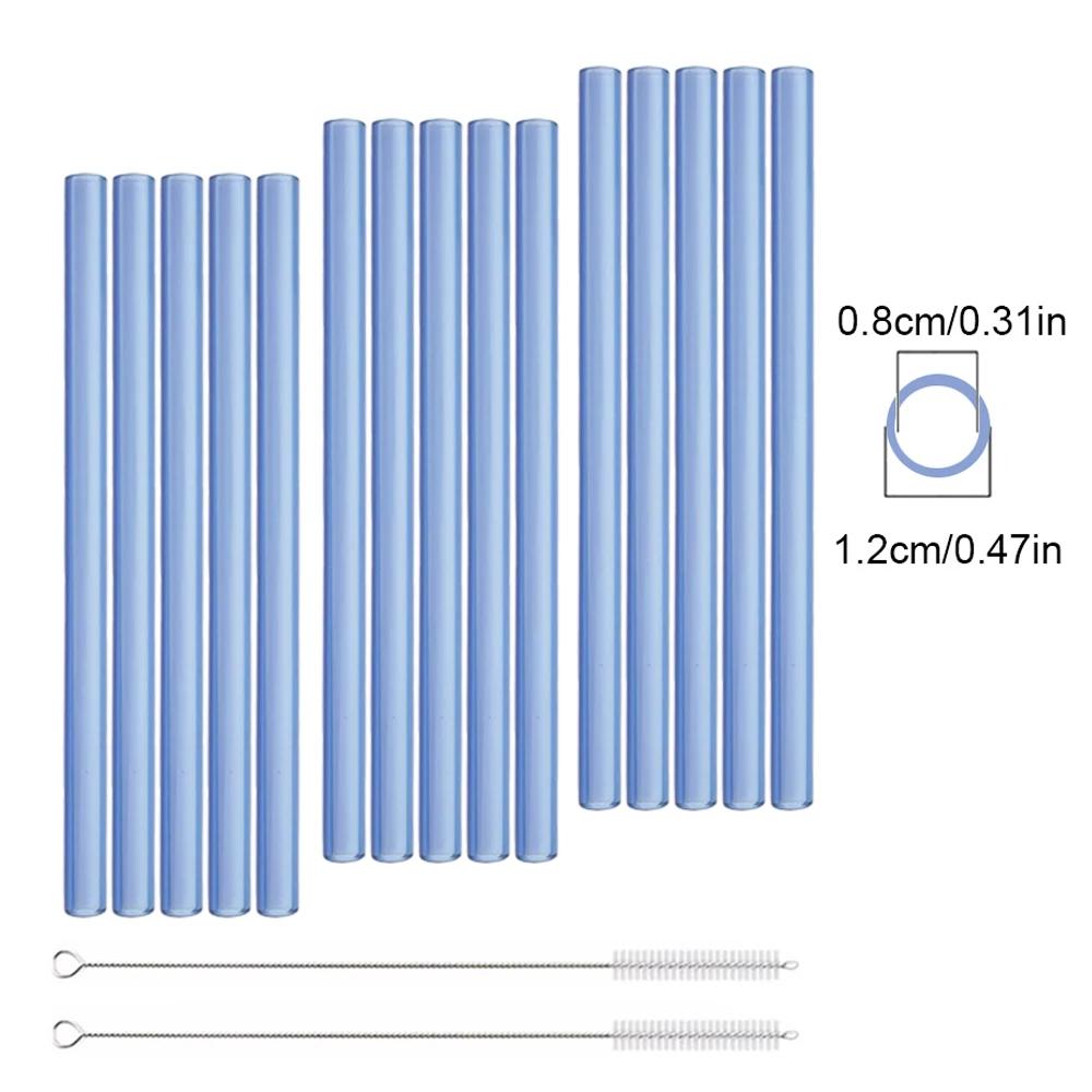 200*12mm Reusable Glass Straws Eco-friendly Drinking Straws for Smoothie Milkshakes Tea Juice Cocktail Straw with Brush