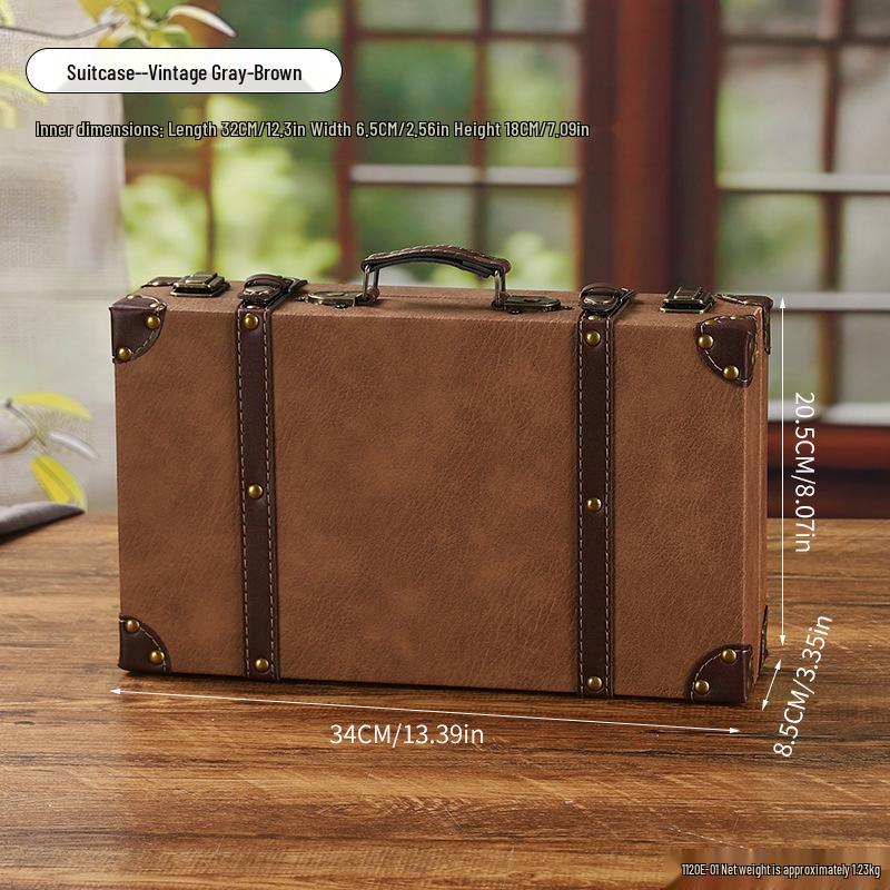Vintage European-Style Leather Suitcase Trunk and Household Organizer