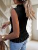 Women's Sleeveless Sweater Vest Ruffle Button Down Knit Tank Top