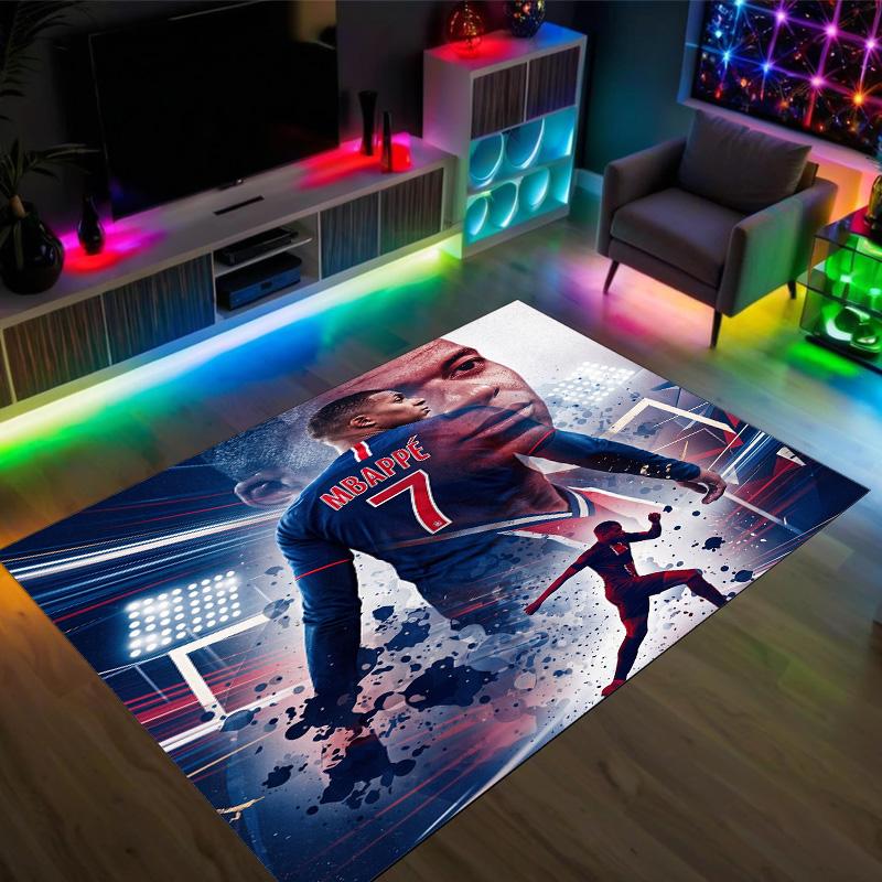 Tapis en Velours Cristal Design Kylian Mbappe Douillet Non ?Tapis imprimé antidérapant pour chambre, salon, entrée