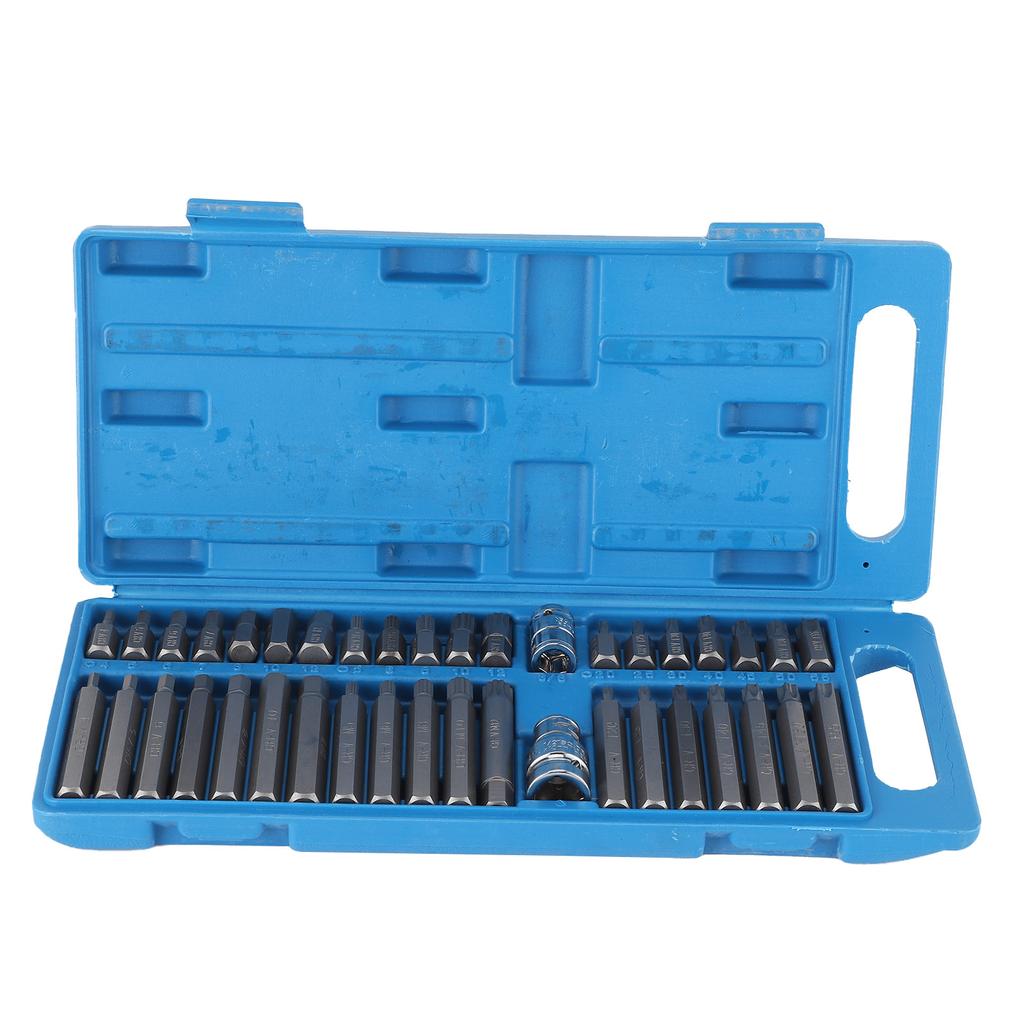 40pcs Star Spline Hex Socket Bit 12in 38in Square Drive with Blue Toolbox Hand Tool for