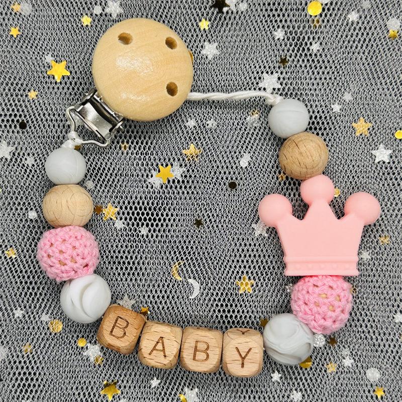 Handgefertigt Personalisierte Name Kaktus Schnullerclips Ketten Silikonperlen Personalisieren Säugling Chupetero Zahnung Personalisiert Geschenk