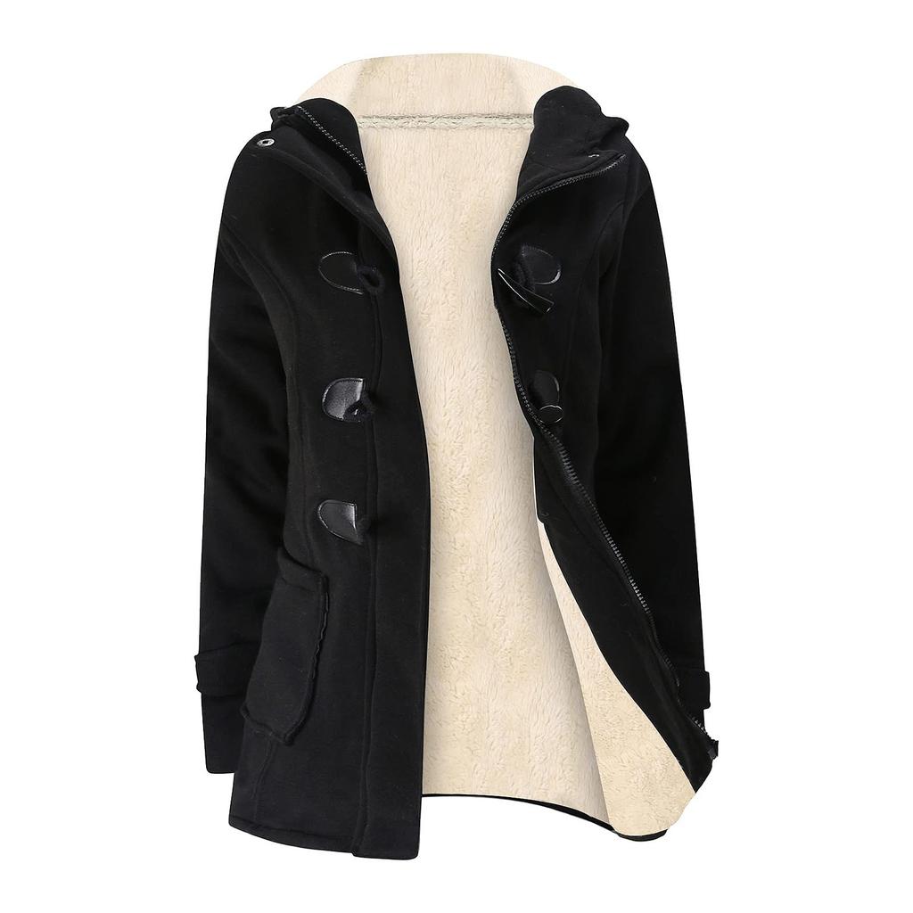 Women's Hoodie Winter Solid Color Plus Fleece Fashion Hoodie Warm Coat