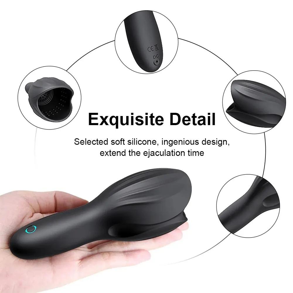 Male Masturbator Exerciser Glans Vibrator Massager Penis Delay Trainer Vibrating Stimulator Sex Toys for Men Adults Products 18+