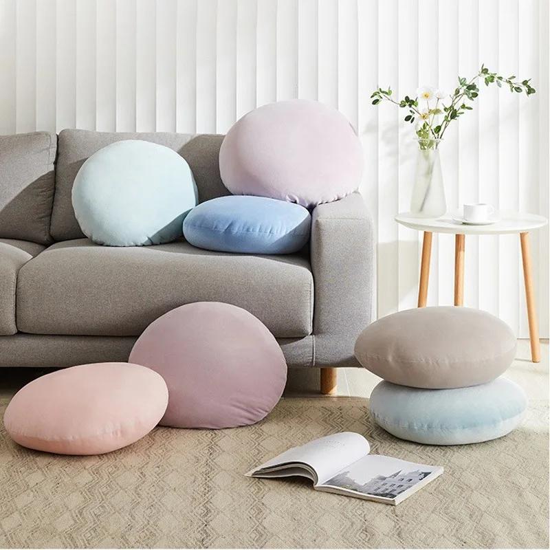 Simple Stylish Home Round Cushion Pillow Solid Color Ultra Soft Comfortable Tatami Sofa Bay Window Cushion Office Chair Cushion
