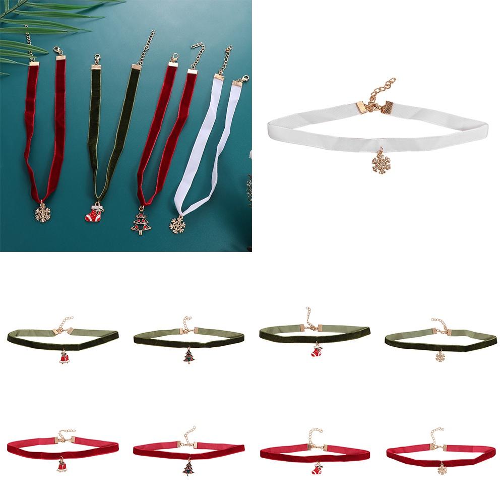 Cartoon Christmas Choker Clavicle Chain Cartoon Pendant Choker Velvet Collar Necklaces  Festival