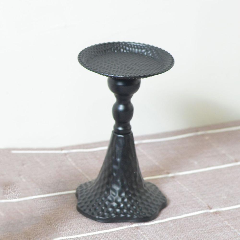 Black Iron Candle Holders Metal Low Profile Design Iron Candlestick Stand Table Decoration Decorative Candle Stand