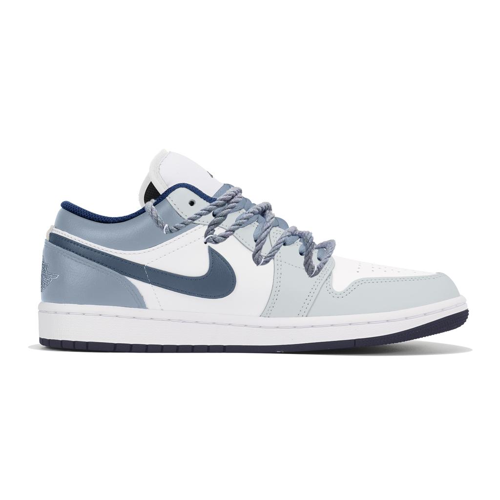 Jordan Air Jordan 1 Abrasion Resistant Low top Vintage Basketball Shoes Men's Haze Blue 553558-141(Team210-)