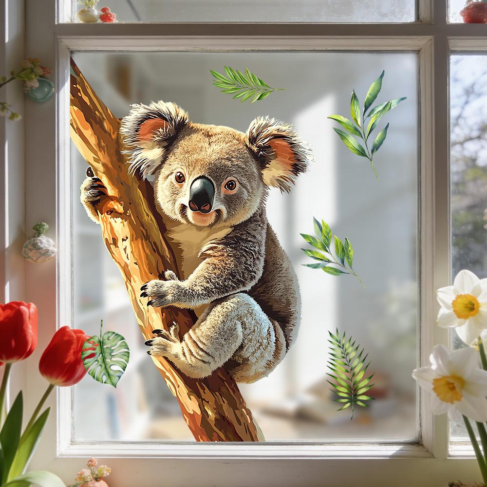 Static Cling Funny Animal Window Stickers Removable Transparent for Office Shop Glass Decor