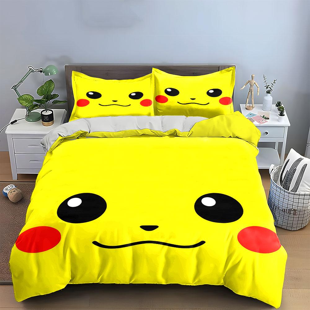 Yellow Background, Cartoon Face. Bedding Sets Duvet Cover Sets Duvet Covers Pillowcases(1 * Duvet Cover 2 * Pillowcases, Without Duvet Insert)