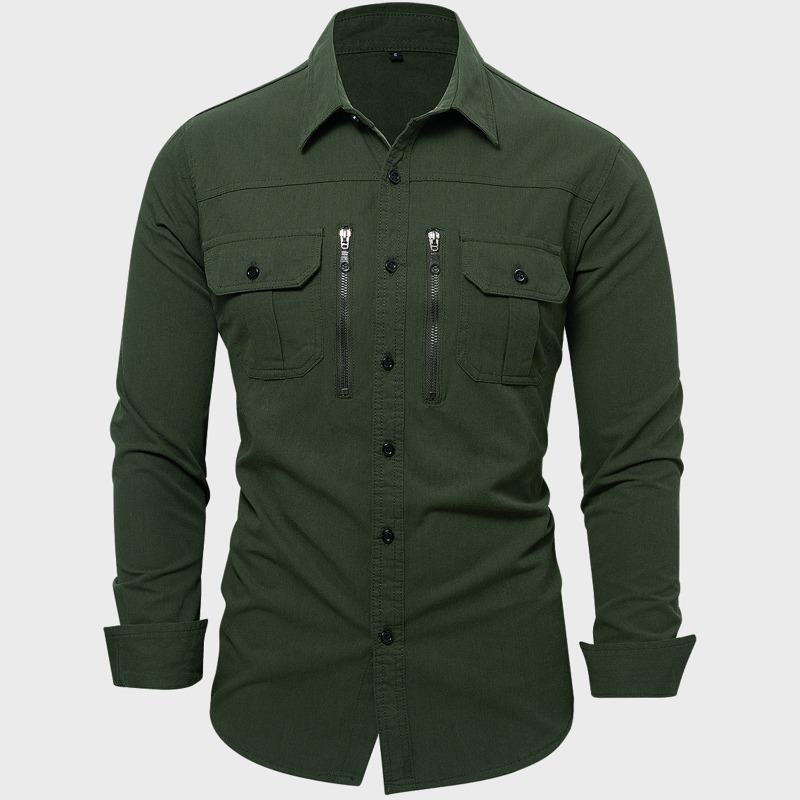 High Quality Cotton Shirt Men Outdoor Multi Pockets Long Sleeved Cargo Shirts Man Loose Shirts Male Solid Casual Blouse