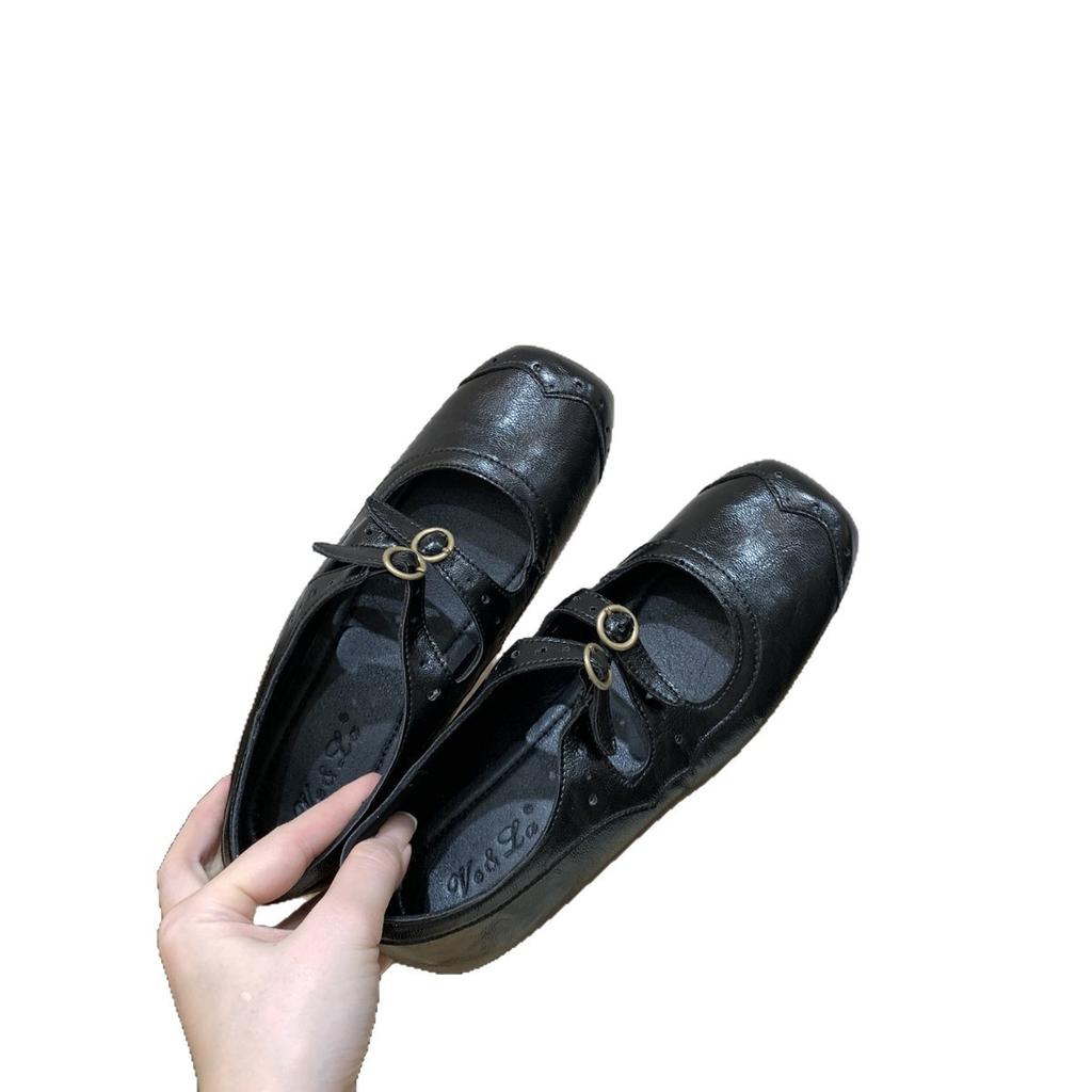 Retro Mary Jane Einzel-Schuhe aus Wildleder mit flachem Boden Damenschuhe 2025 neu Herbst Rock Ballett Abendschuhe