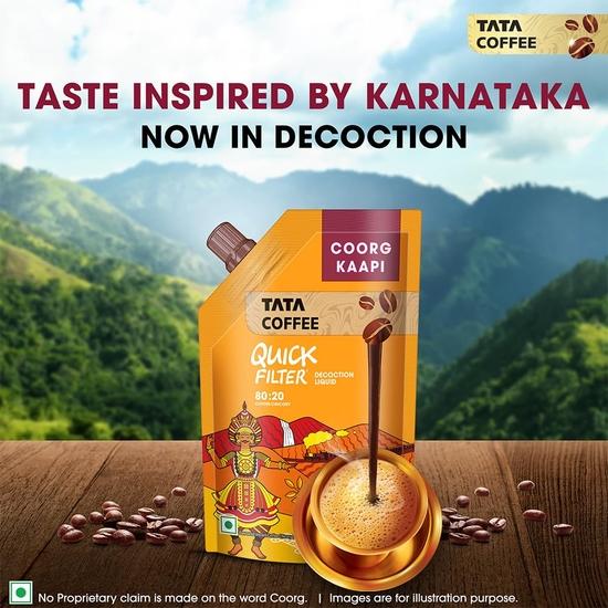 Tata Coffee Quick Filter Coorg Kaapi Decoction Liquid, Coffee 80, Chicory 20, 200 ml (Pack of 2)