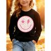 European sizes Kids' Long Sleeve Top, Fashionable Long Sleeve T-Shirt for Kids, Smiling Daisy Print Top, Cute Top, Suitable for Daily Casual Wear