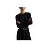 Polo Ralph Lauren FW24 Solid Ribbed Texture Crew Neck Slim Fit Long Sleeve T-Shirt Women Tops Black WMPOKNINC020182-001