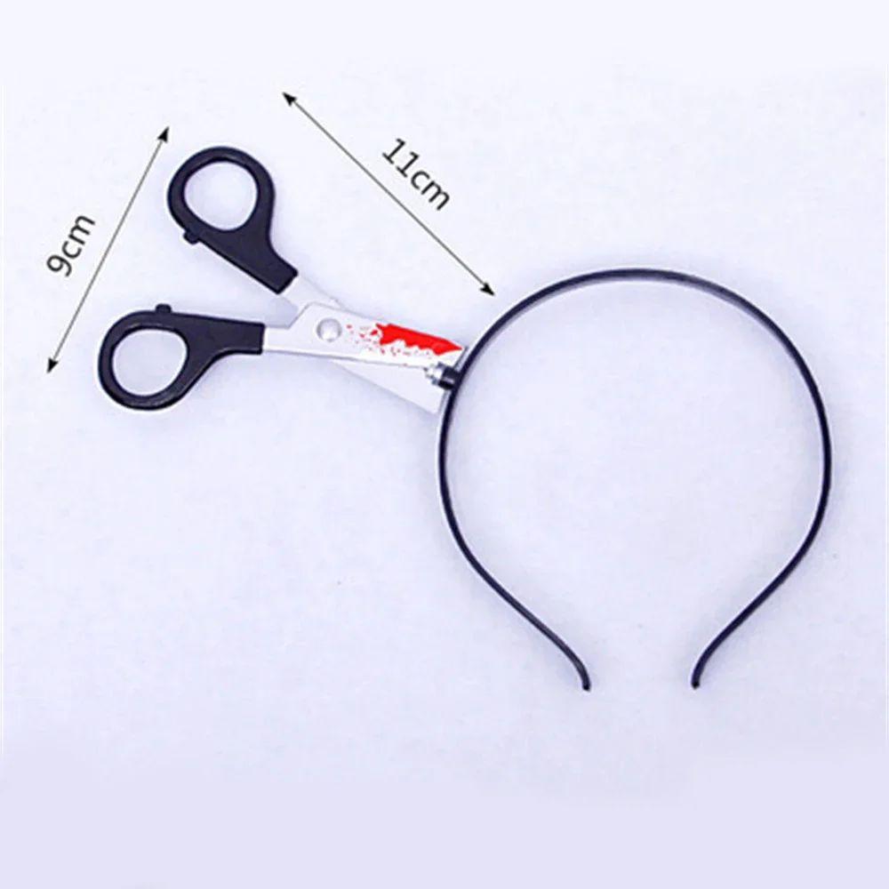 Halloween Horror Props Blood Fake Ax Saws Knife Headband Hair Hoop for Halloween Party Masquerade Mischief Props Decoration