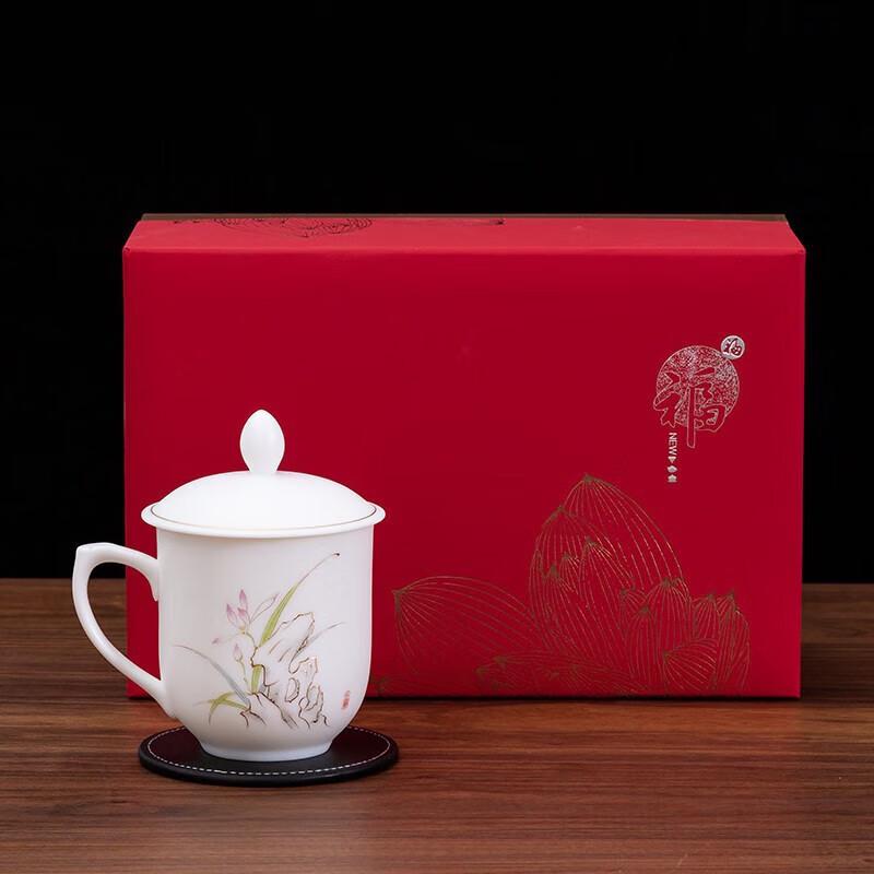 Chaxun Mutton Fat Jade Style Ceramic Tea Infuser Mug