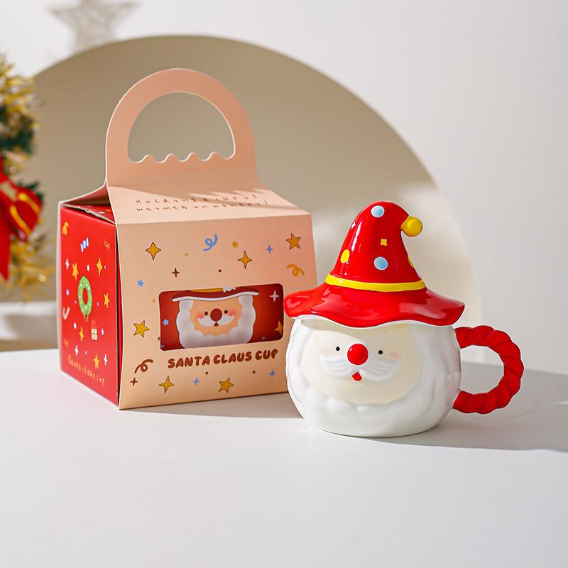 Santa Claus Shaped Ceramic Mug Cup Water Cup for Friends and Girlfriend Christmas Gift Coffee Cup