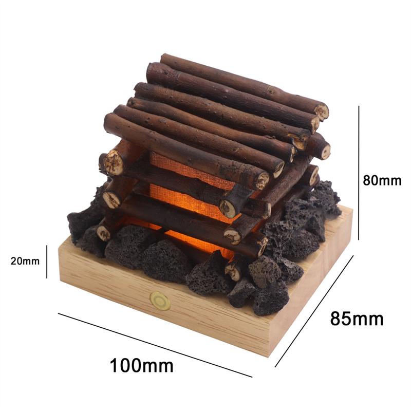 USB Rechargeable Fake Bonfire Night Light 3 Modes LED Campfire Night Light with White Noise for Christmas Living Room Decoration