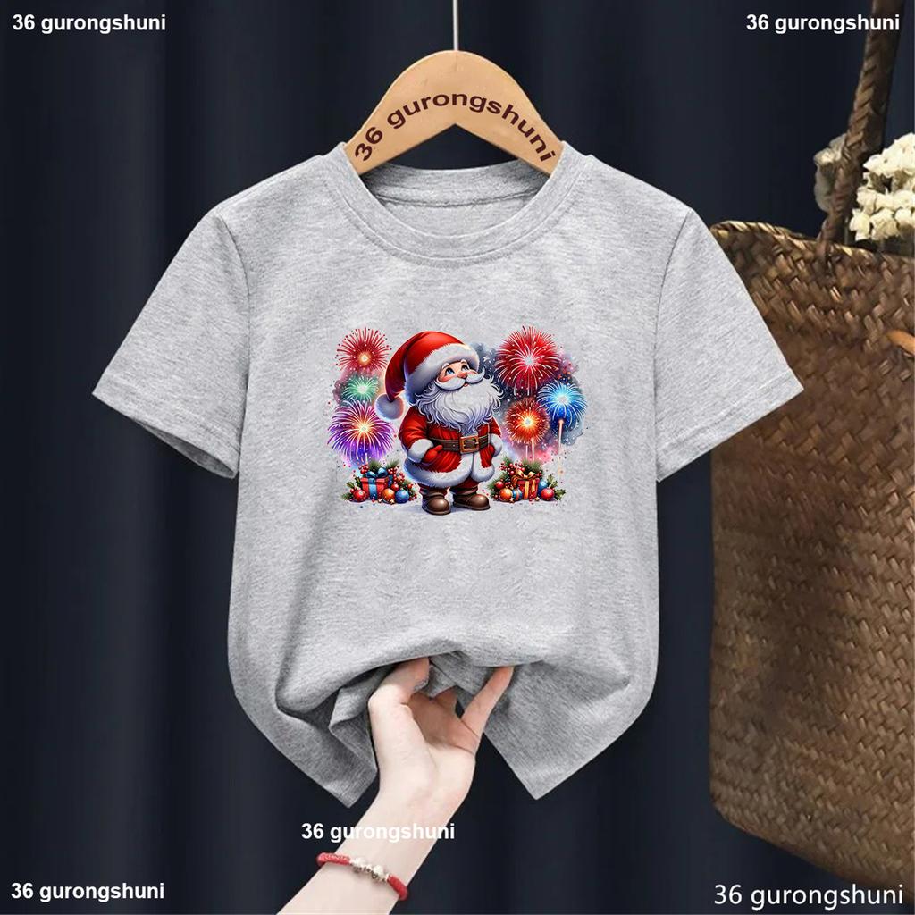 Happy Christmas And New Year! Funny Santa Claus Graphic Print For Boys Tshirt Summer Fashion Christmas Gifts Children'S Clothes