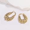 Huitan Scalloped Textured Royal Hoop Earrings for Women Gold Color Party Luxury Novel Classic Daily Wedding Trendy Metal JewelryGood product