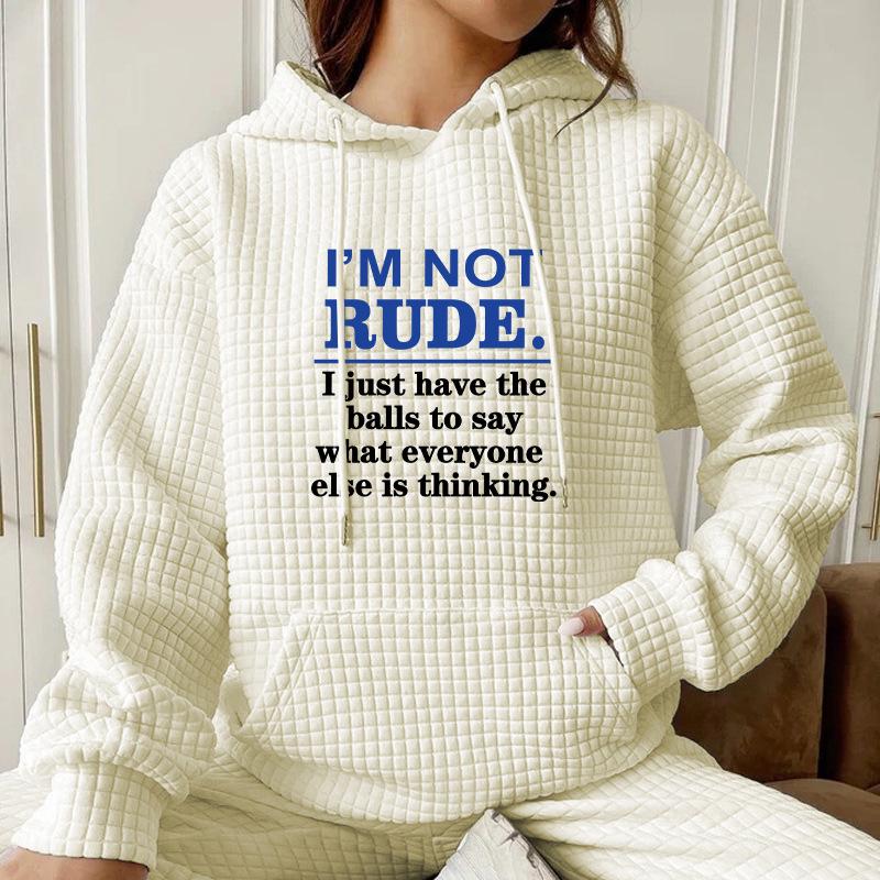 

Американская вафельная толстовка с капюшоном - Женская, с длинным рукавом, с принтом букв, Осень-Зима 2023. XXL абрикосовый