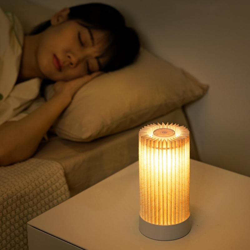 Pleated Table Lamp with Soft Light Adjustable for Bedrooms Living Room and Office Desk Lampshade