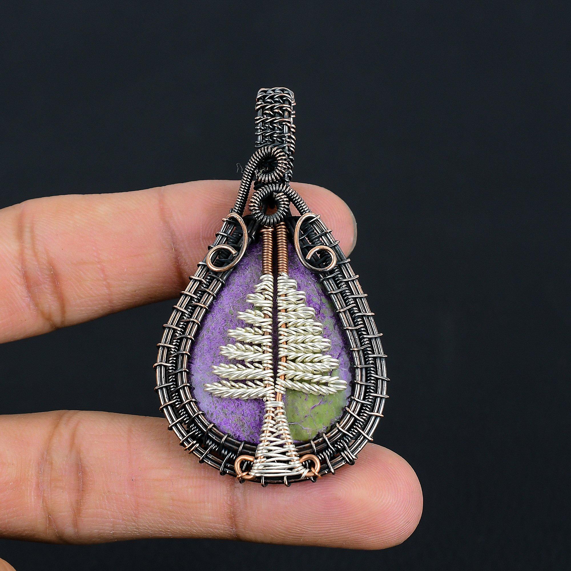 

Purpurite Jewelry, 999 Copper Wire Wrapped Pendant Handmade Gemstone Tree Of Life Jewelry, Gifts For Wife Brand New Pendant 2.55