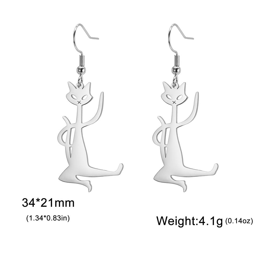 My Shape Cute Cat and Dog Dangle Earrings for Women Girls Stainless Steel Lovely Kitten Animal Drop Earring Fashion Jewelry Gift