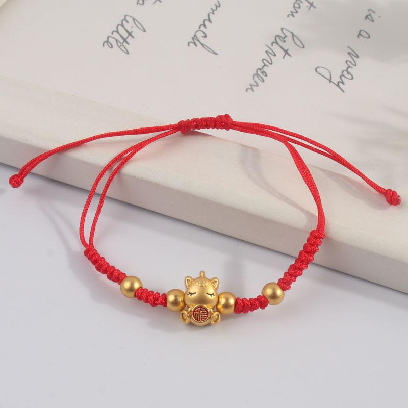 Regulowane bransoletki z zawieszkami w kształcie małego konika dla kobiet, czerwona sznurkowa bransoletka, damska biżuteria, prezenty