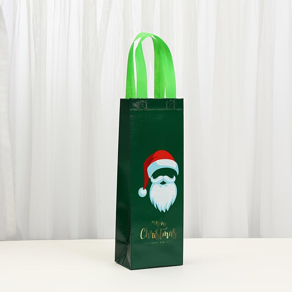 12pcs Festive Christmas Wine Bottle Gift Bags with Handles - 35.0cm X 11.99cm X 8.99cm Durable Polyester, Holiday Designs