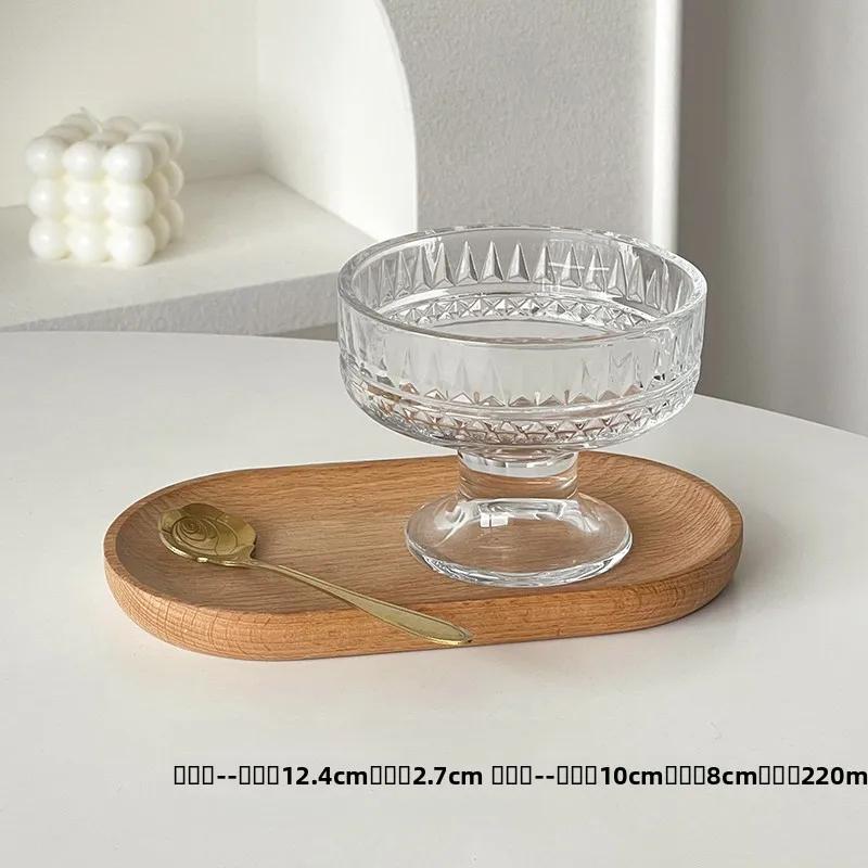 High Foot Glass Bowl Ice Cr Dert Cup for Home Use Ele Design for Yogurt Pudding Ice Cr Milkake Mousse