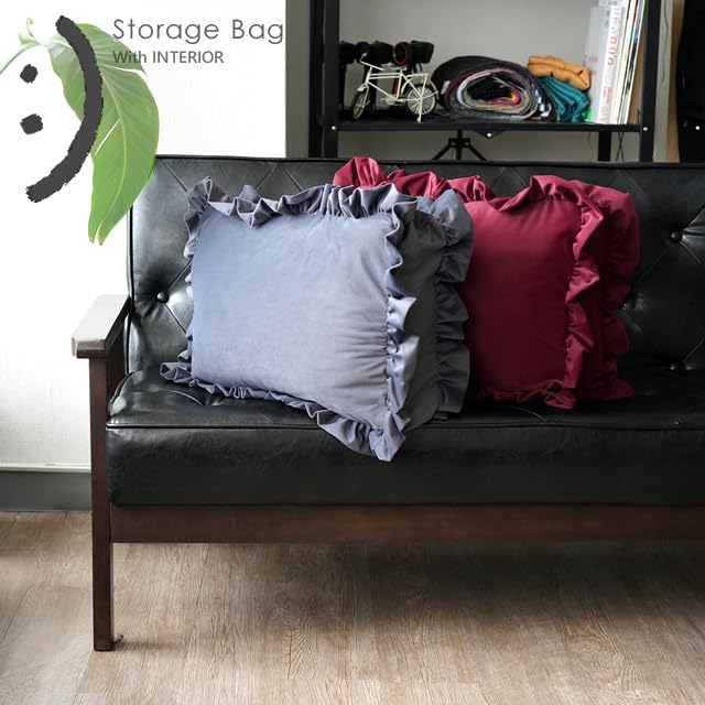 Washable Storage Bag with Ruffles, Perfect for Blankets, Towels, and Blankets, and Convenient Storage Cover for Car Storage. 50x35x10cm, E Beige.