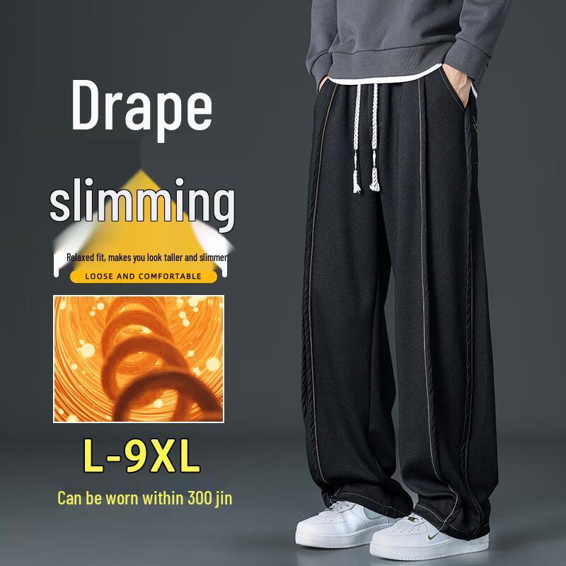 

Men s Autumn/Winter Knit Denim-Look Loose Casual Pants 5XL