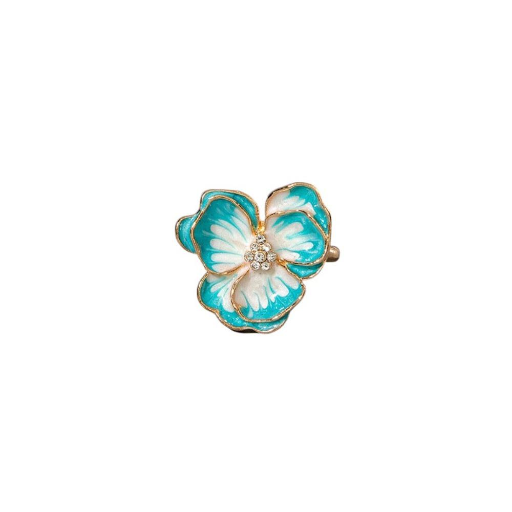Camellia Flower Flower Ring Dripping Oil Korean Style Enamel Finger Ring Baroque Rhinestone French Irregular Ring Jewelry