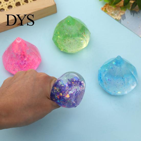 Stretchy Stress Ball Relief Rhinestone Squeeze Toy, Clear Glitter Sensory Soft Portable Fidget Party Favors for Kids Adults Toy