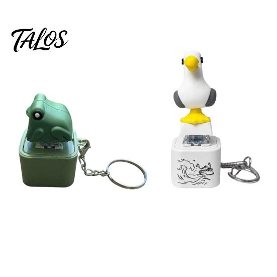 Talos Seagull Frog Sound Button Keychain, Creative Stress Relief Voice Toy with Animal Sounds & LED Light, Rechargeable Squeeze Fidget for Kids Adults