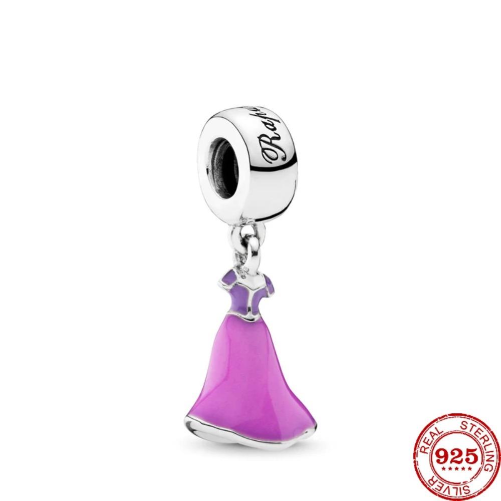 925 Silver   Princess Charm Pendant Fit  Bracelets DIY Women Jewelry Exquisite