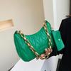 Quilted Ruched Crescent Bag, Fashion Chain Shoulder Bag, Women's Handbag with Coin Purse for Summer Every Day