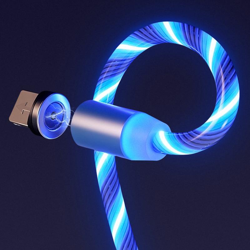 Glowing Cable Mobile Phone Charging Cables Led Light Micro Usb Type C Charger For Samsung Iphone Magnetic Phone Charge Wire Cord