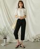 Ppaeppae Adjustable Drawstring Back Banded Pintuck Knee-Length Stretch Slacks