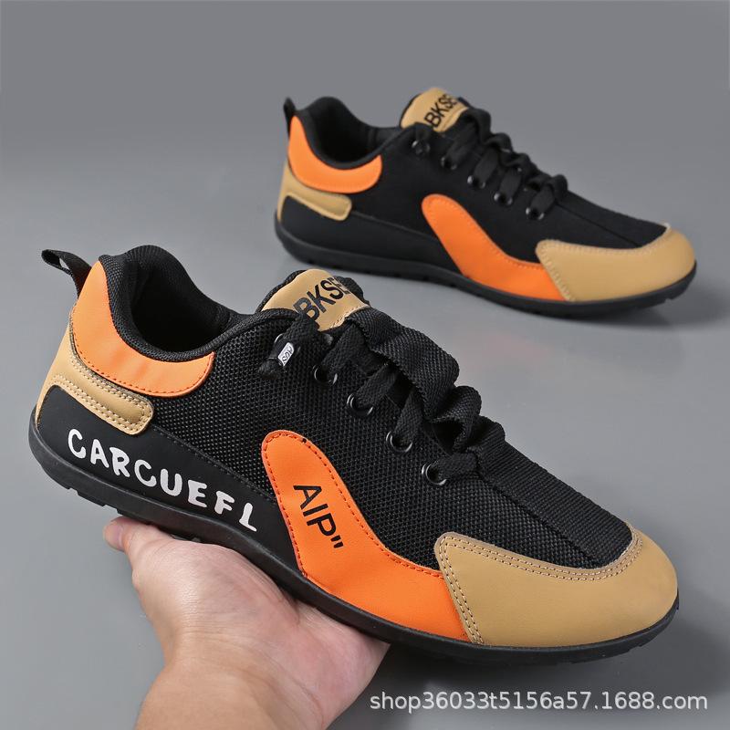 Spring and summer thin breathable deodorant mesh lightweight soft sole non-slip wear-resistant sneakers one pedal men's men's