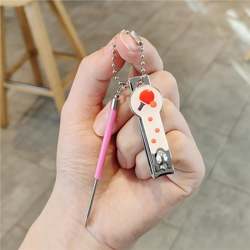 

Mini Racket & Ball Keychain: Creative Table Tennis Nail Clipper, Ear Spoon, Bag Pendant for Couples Standard