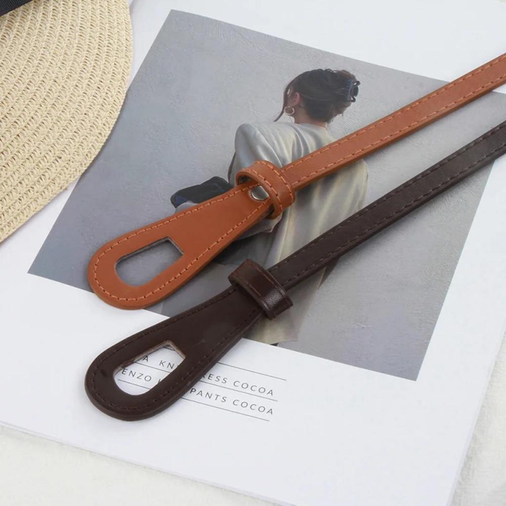 PU Leather Knot Belts Non-hole Waist Strap Ins Coat Accessories  Woman