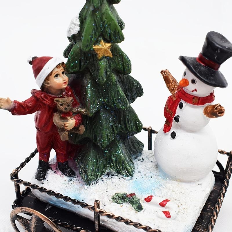 3pcs Resin Christmas Train Set Santa Claus Train Snowman Christmas Tree Ornament Home Fireplace and Dining Table Xmas Decor 2025