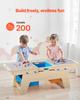 VEVOR Kids Reversible Wooden Activity Table, Multi-Purpose Activity Play Table with 200 Building Bricks & 3 Storage Bins for Kids 3+ Years