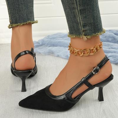 Women's Wide Width Pointed Toe Heels, Open Back Retro Flats, Vintage Style Wholesale Pumps for Women