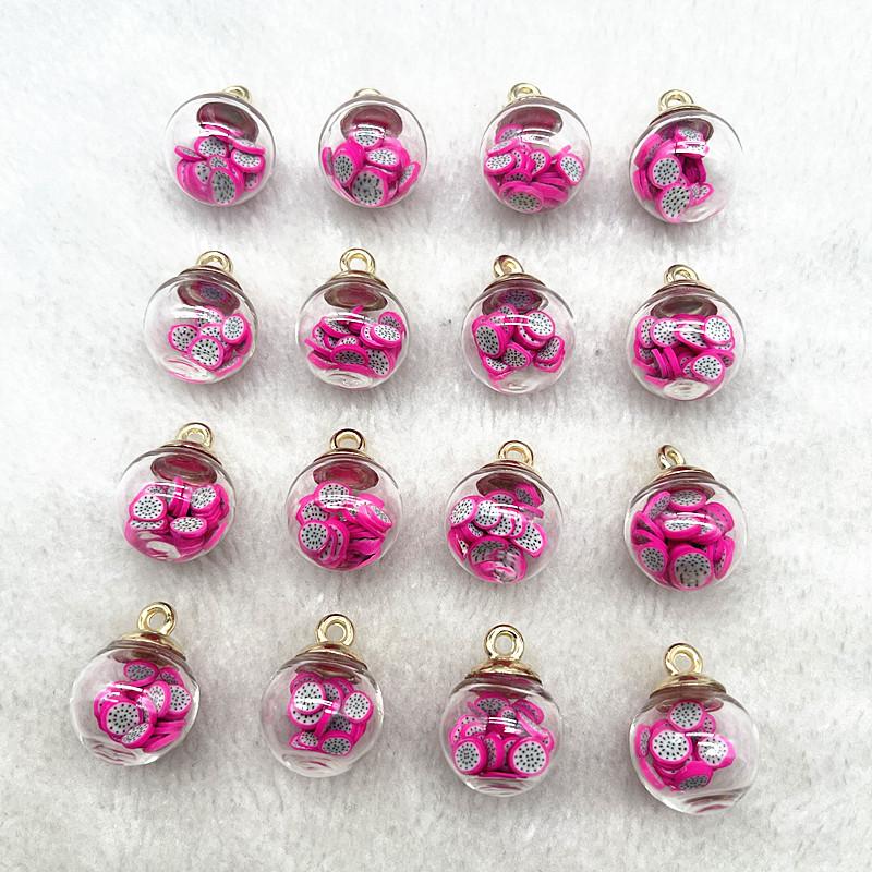 New 10pcs 16mm Colorful Transparent Ball Glass Polymer Clay Charms Pendant Find Hair Accessories Jewelry Charms Earring