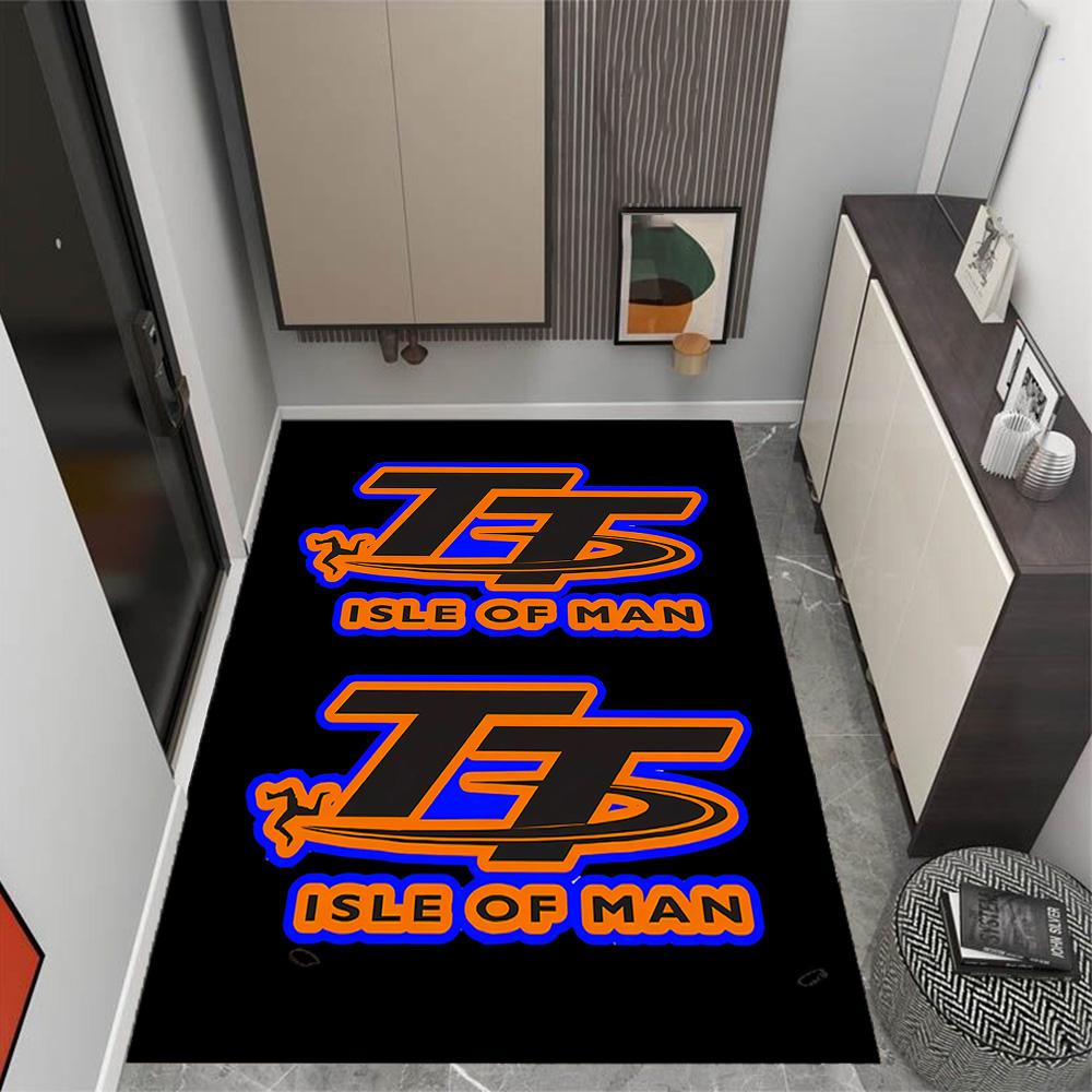 Isle Of Man Tt Course Map Themed Anti-Slip Rugs - Polyester Home Decor, Suitable for Bedrooms, Living Rooms, Doorways, Studios, and Decorations