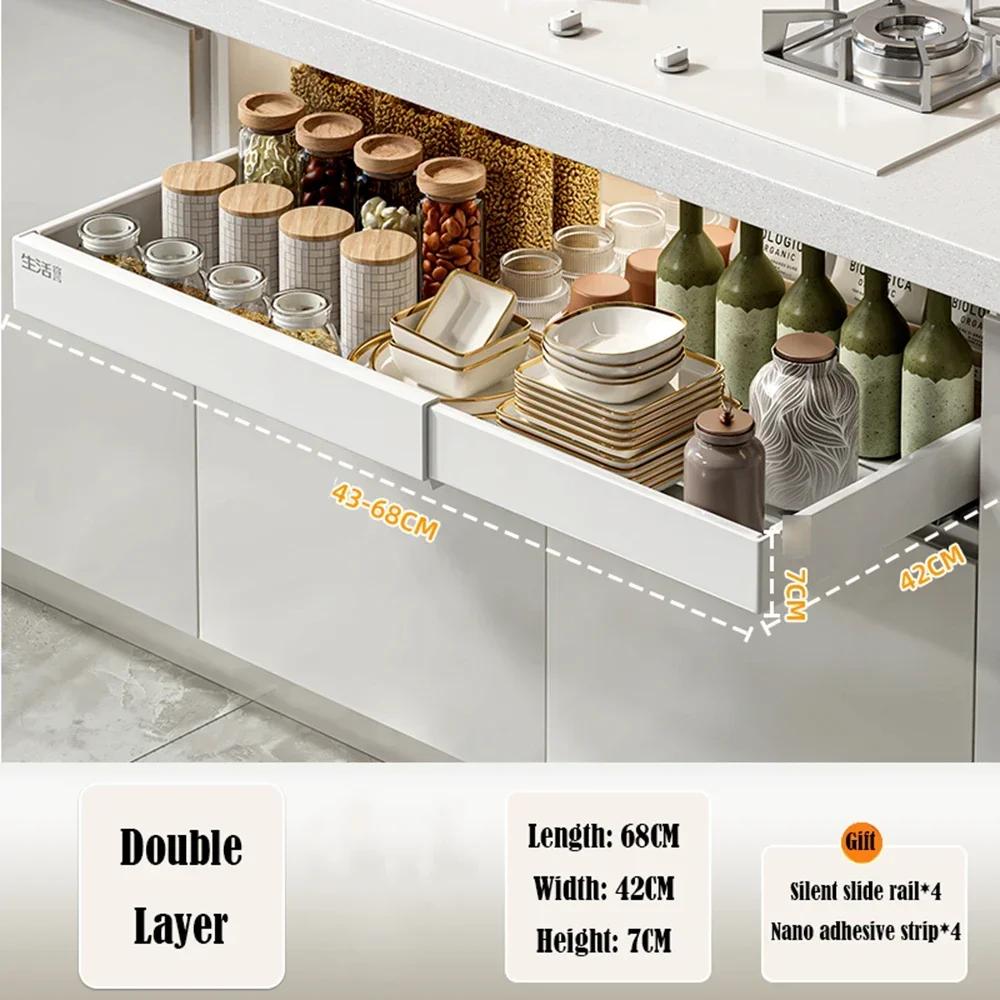 Tableware Storage Type Storage Rack Modern Simple Cabinet Pull Basket Spice Rack Retractable Kitchen Under Sink Cabinet Drawer